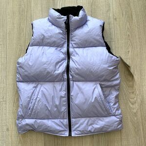 J Percy Sport Down Feather Puffer Vest Reversible Fleece Lavender Womens Sz S
